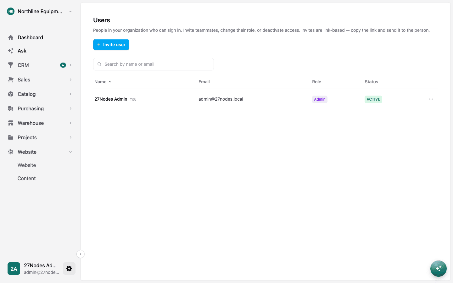 User management with roles